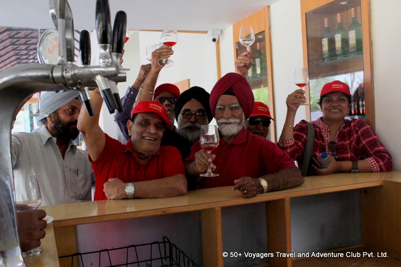 senior citizens admiring brewery